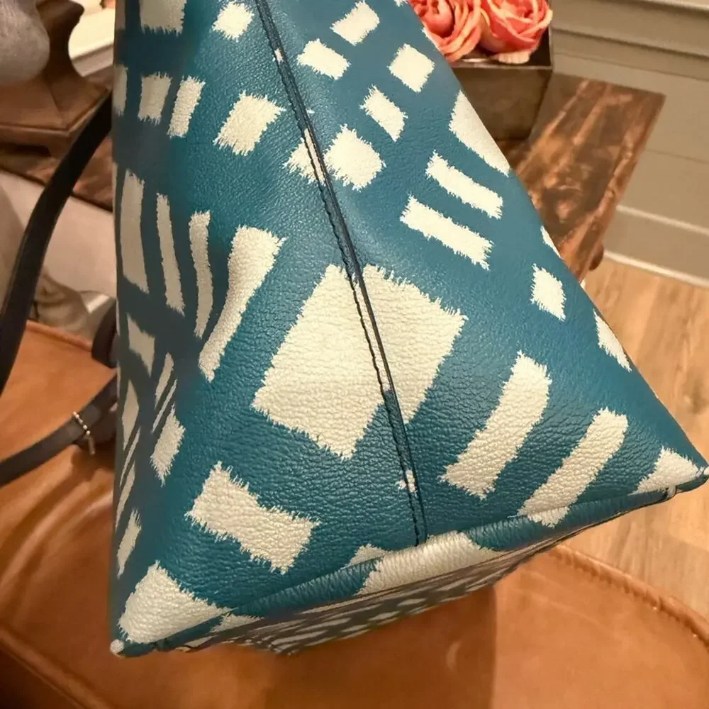 Coach City Teal Plaid Women's Tote